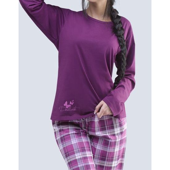 Dámské pyžamo dlouhé GINA 19055P - tm. fialová oregáno