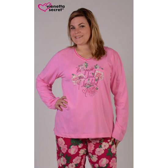 Dámské pyžamo dlouhé Vienetta Alena - světle růžová
