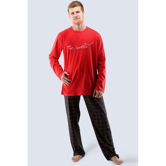 SILENTE.cz - Pánské pyžamo dlouhé GINA 79027P červené - GINA - dlouhá pyžama  - PÁNSKÁ PYŽAMA, OBLEČENÍ, PRO MUŽE - Pohodlné noční prádlo, župany a  spodní prádlo pro Váš pohodový den!