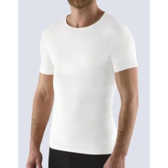 GINA pánské tričko s krátkým rukávem, bezešvé, Bamboo Soft 58009P - bílá