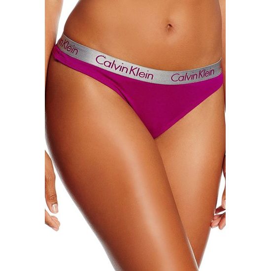 Dámská tanga CALVIN KLEIN Radiant Cotton 3-pack modrá/salmon/fuchsia