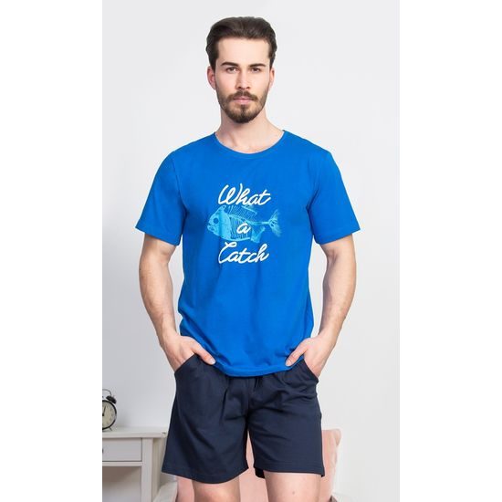 Pánské pyžamo šortky Ryba - modrá