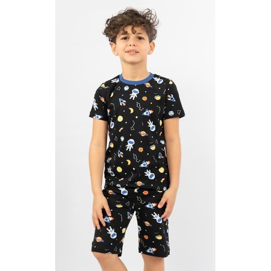 Dětské pyžamo šortky Vesmír - černá