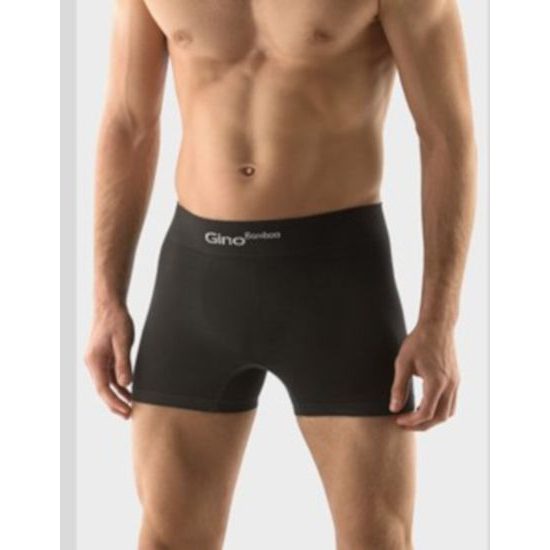 GINA pánské boxerky s delší nohavičkou, delší nohavička, bezešvé, jednobarevné Bamboo PureLine 54004P - černá