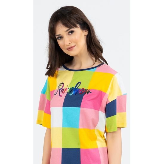 Dámská noční košile s krátkým rukávem Rainbow - lososová