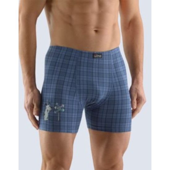 GINA pánské boxerky s delší nohavičkou, delší nohavička, šité, s potiskem Funny collection 74097P - tm.popel