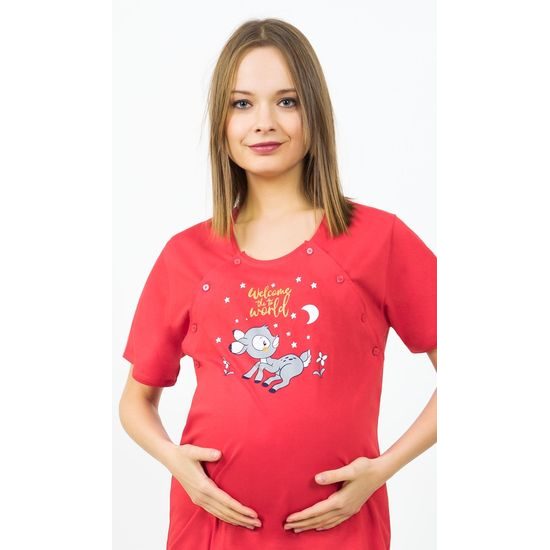 Dámská noční košile mateřská Srnečka - jahodová
