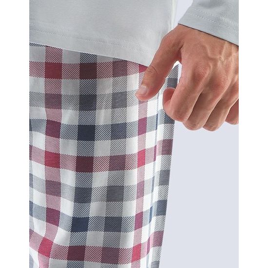 Pánské pyžamo dlouhé 79109P - sv. šedá mahagon