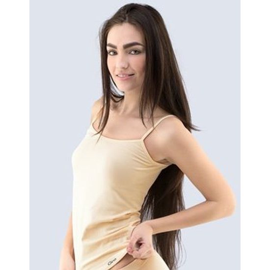GINA dámské košilka prodloužená, úzká ramínka, bezešvé, jednobarevné MicroBavlna 08015P - tělová