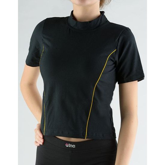GINA dámské tričko s krátkým rukávem, krátký rukáv, šité 98005P - citronová černá