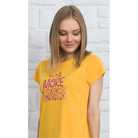 Dámská noční košile s krátkým rukávem More smile - žlutá