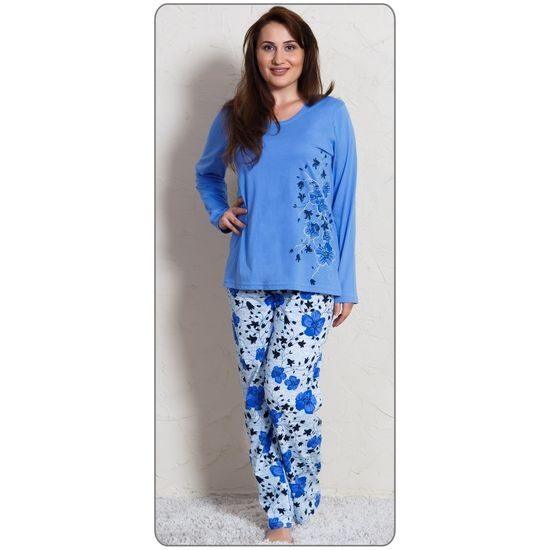Dámské pyžamo dlouhé VIENETTA Fiona - modrá