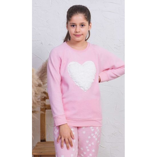 Dětské pyžamo dlouhé Srdce - světle růžová