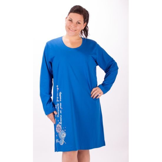 Dámská noční košile s dlouhým rukávem VIENETTA Angela - modrá