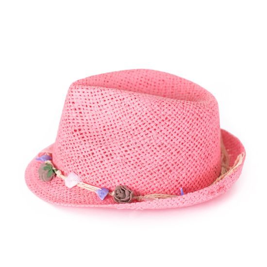 Letní klobouk s kytičkami růžový