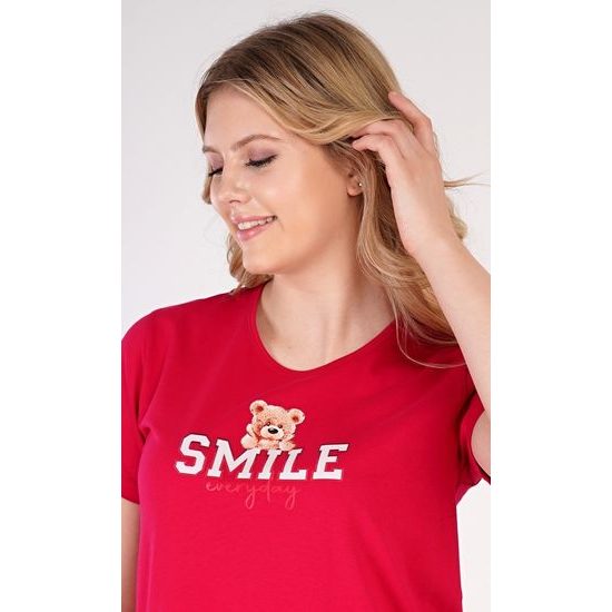 Dámská noční košile s krátkým rukávem Méďa Smile - světle šedá