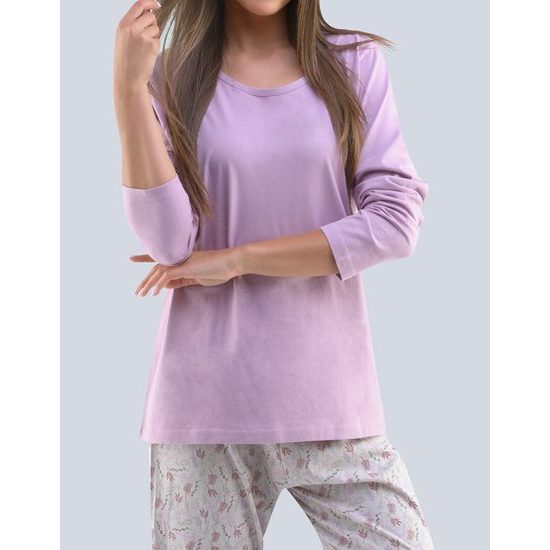 GINA dámské pyžamo dlouhé dámské, šité, s potiskem Pyžama 2020 19109P - šedofialová sv. šedá