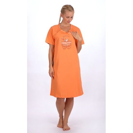 Dámská noční košile mateřská VIENETTA Kočárek - oranžová
