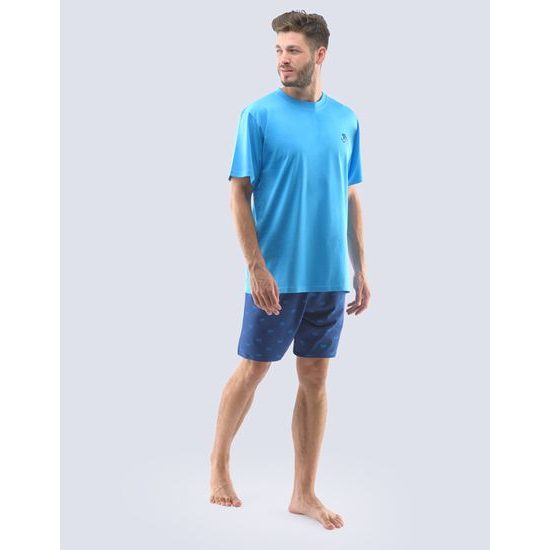 Pánské pyžamo krátké 79108P - dunaj tm. modrá