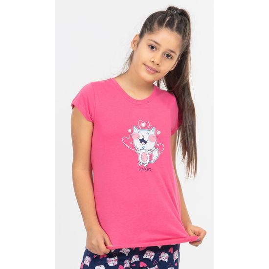 Dětské pyžamo kapri Kotě - tmavě růžová