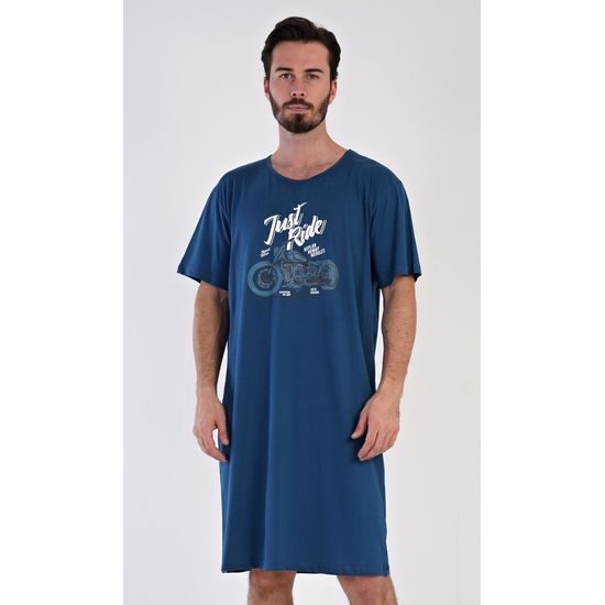 Pánská noční košile s krátkým rukávem Samuel - světle modrá
