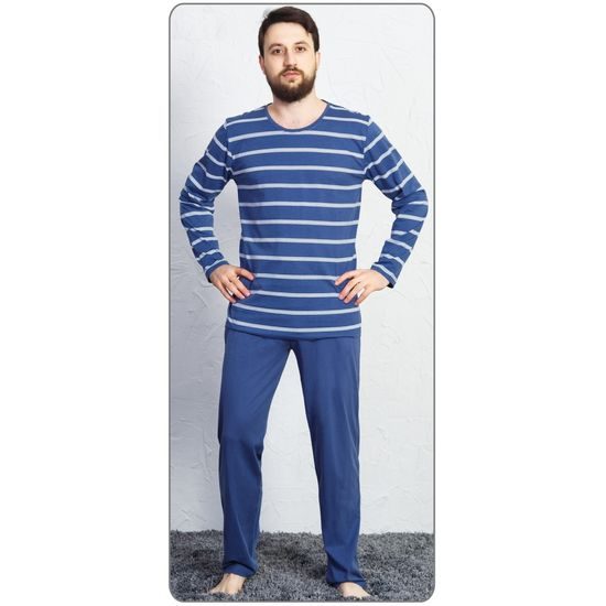 Pánské pyžamo dlouhé Libor - modrá