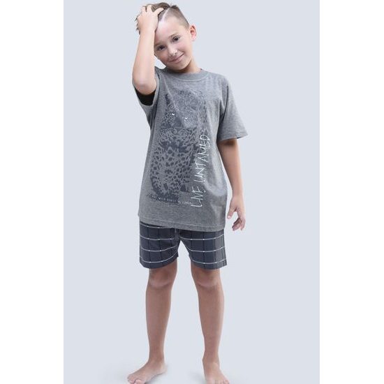 GINA dětské pyžamo krátké chlapecké 79052P - šedá tm. šedá