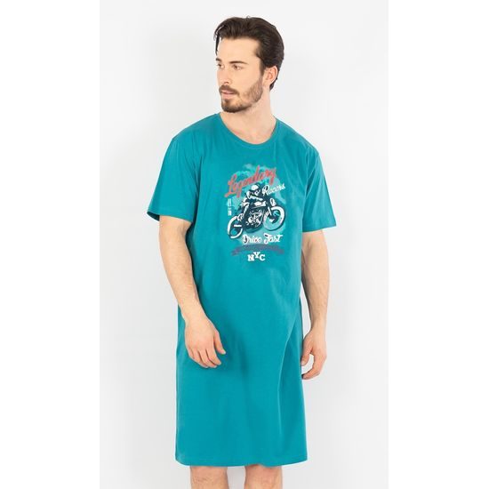 Pánská noční košile s krátkým rukávem Legendary - smaragdová