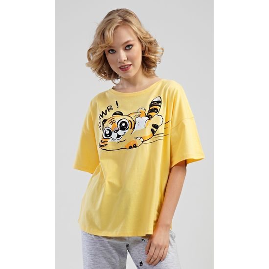 Dámské pyžamo kapri Kocour - žlutá