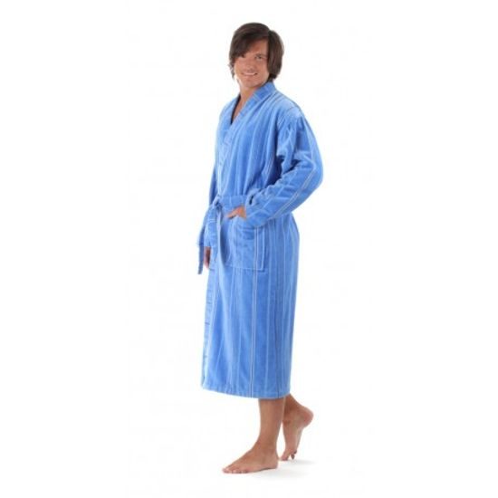 Pánský župan bavlněné kimono s proužky TERAMO modrá