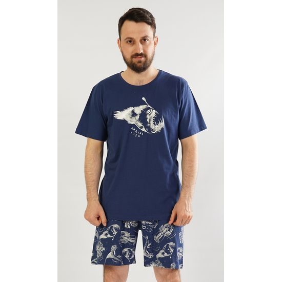 Pánské pyžamo šortky Angler fish - tmavě modrá
