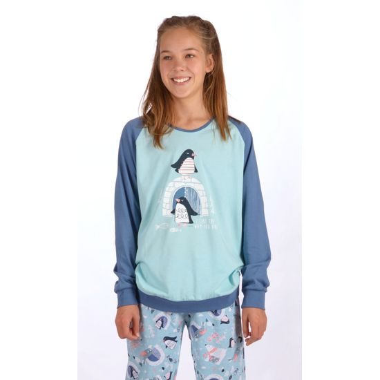 Dětské pyžamo dlouhé Tučňáci - modrá