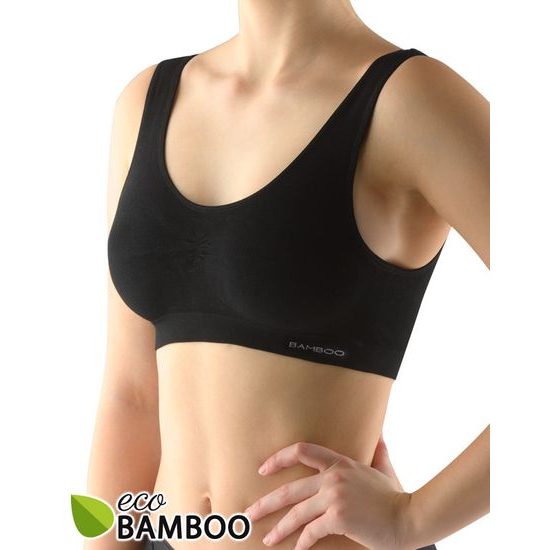 GINA dámské podprsenka se širokými ramínky, bez kostice, bezešvé, Eco Bamboo 07016P - černá