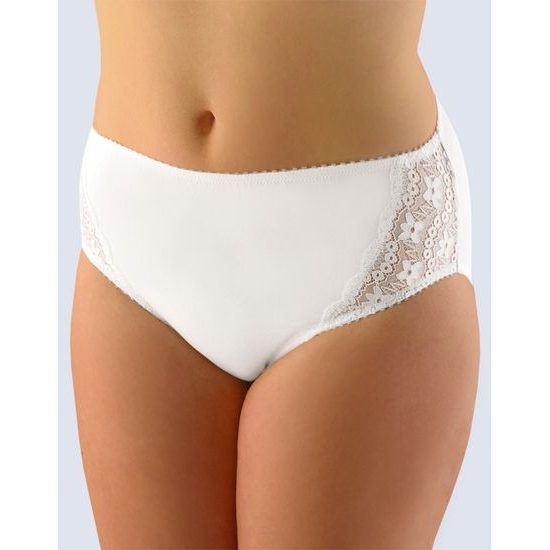 GINA dámské kalhotky klasické ve větších velikostech, větší velikosti, šité, s krajkou, jednobarevné 11055P - bílá