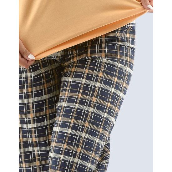 Dlouhé pyžamové kalhoty dámské bokové 19727P - lososová lékořice