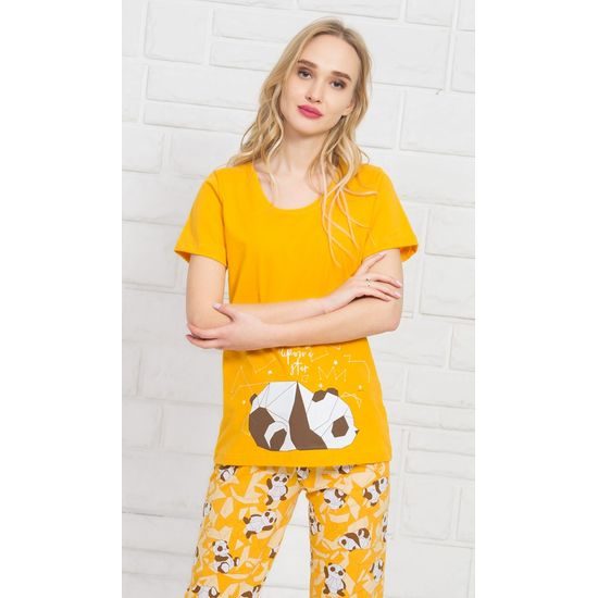 Dámské pyžamo kapri Panda Star - žlutá