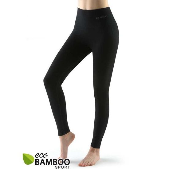 GINA dámské legíny s vysokým pasem sportovní, dlouhé, bezešvé, klasické, jednobarevné ECO Bamboo Sport 95037P - šedá bílá