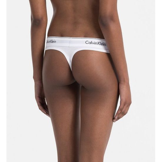 Dámské kalhotky tanga CALVIN KLEIN Modern Cotton F3786E bílá