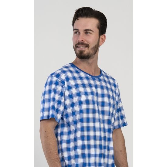 Pánská noční košile s krátkým rukávem Karlos - modrá