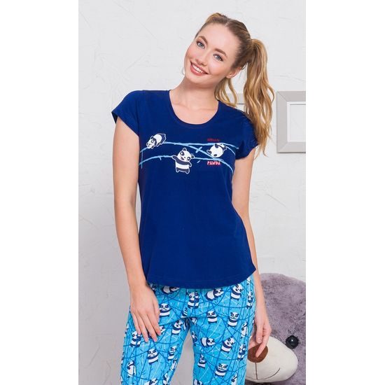 Dámské pyžamo kapri Malá panda - tmavě modrá
