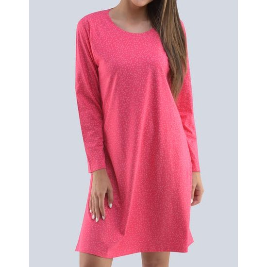 GINA dámské košilka noční dámská dlouhý rukáv, šité, s potiskem Pyžama 2020 19103P - šípková růžová