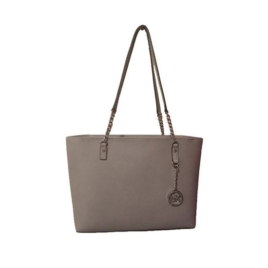 Elegantní kožená business kabelka Michael Kors Jet Set Chain Leather Tote Pearl Grey