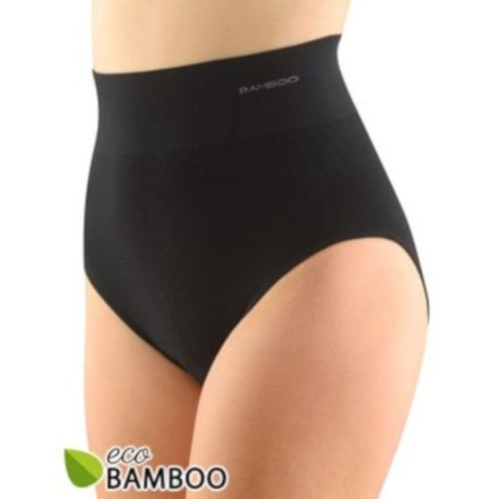 GINA dámské kalhotky klasické se širokým bokem, bezešvé, Eco Bamboo 00040P - černá