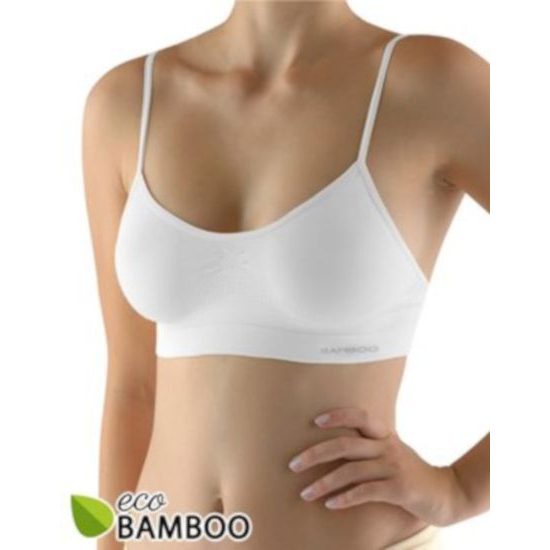 GINA dámské top s úzkými ramínky, úzká ramínka, bezešvé, Eco Bamboo 07015P - bílá