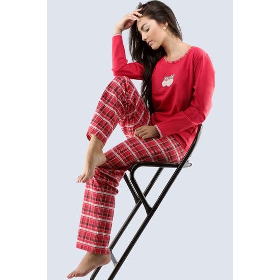 Dámské pyžamo dlouhé GINA 19027P červené