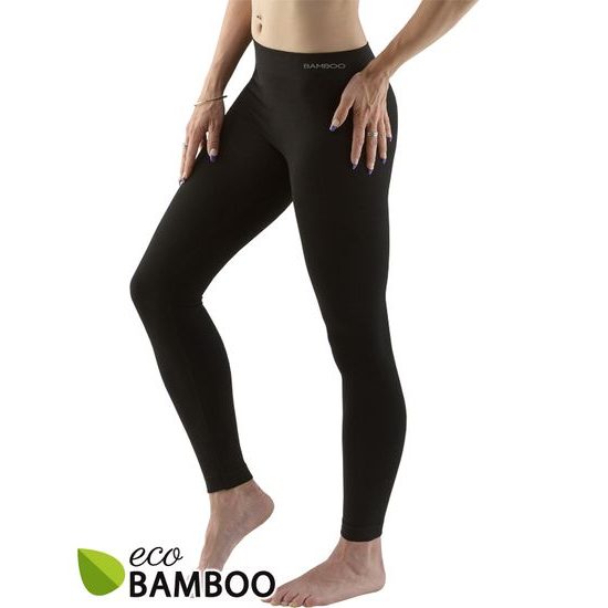 GINA dámské legíny dlouhé, bezešvé, klasické Eco Bamboo 95031P - černá