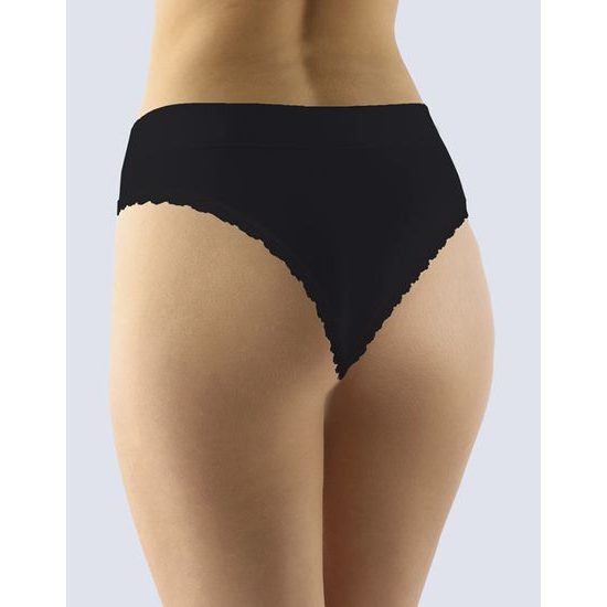 GINA dámské kalhotky bokové - brazilky, šité, s krajkou, jednobarevné Disco Basic 16142P - černá