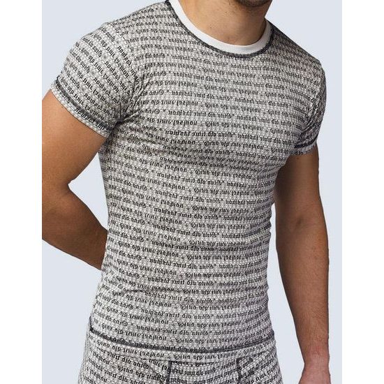 GINA pánské tričko s krátkým rukávem, krátký rukáv, šité, s potiskem Old Time 78999P - bílá černá
