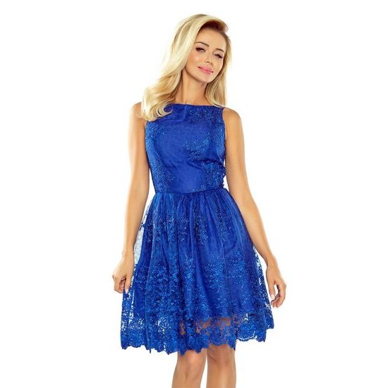 Exkluzivní šaty s širokou sukní v modré barvě