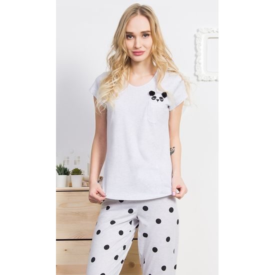 Dámské pyžamo kapri Panda - světle šedá